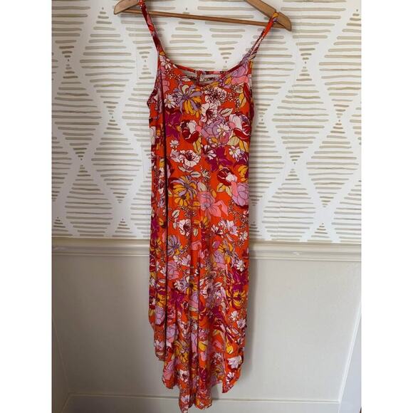 Ivy Street Women’s Small Orange Floral Flowy Jumpsuit Romper - Picture 2 of 3